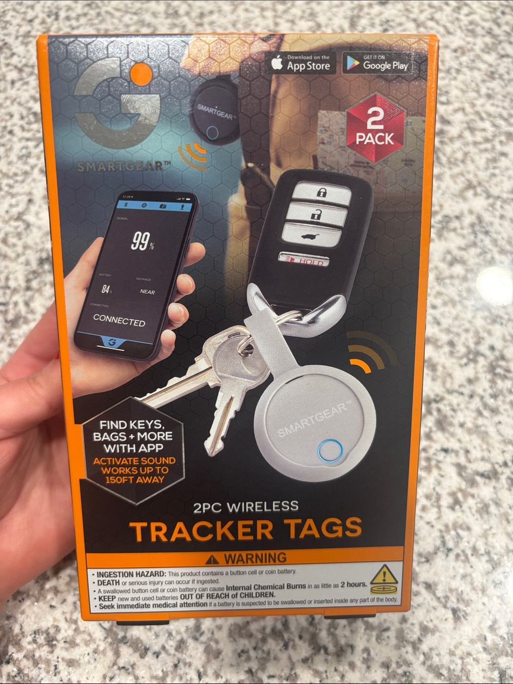 SmartGear 2-Pack Wireless Tracker Tags - Gray